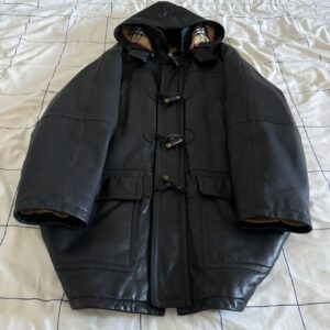 Burberry London Classic Leather Hooded Duffle Jacket