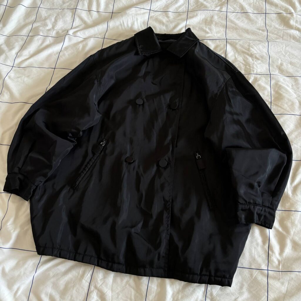 Prada Milano Quilted Nylon Coat / Double Breasted Jacket (Vintage Made in Italy)