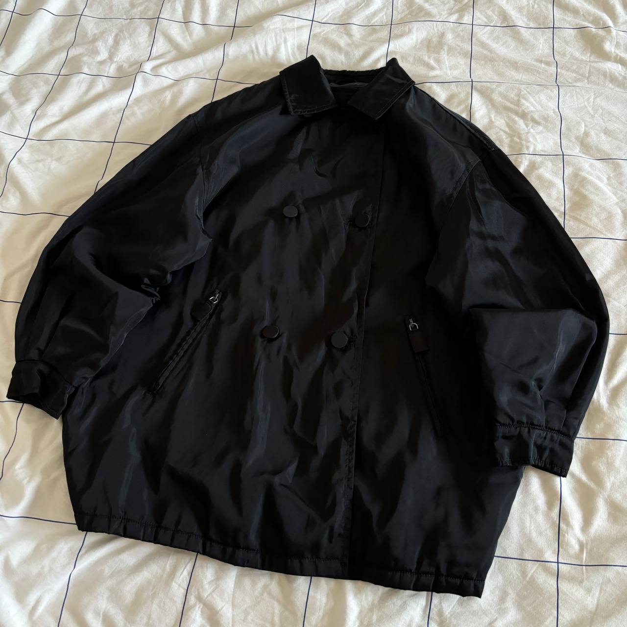Prada Milano Quilted Nylon Coat / Double Breasted Jacket (Vintage Made in Italy)