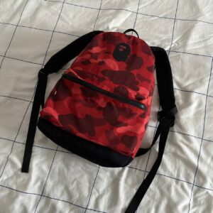 A Bathing Ape Red Color Camo Ape Head Backpack