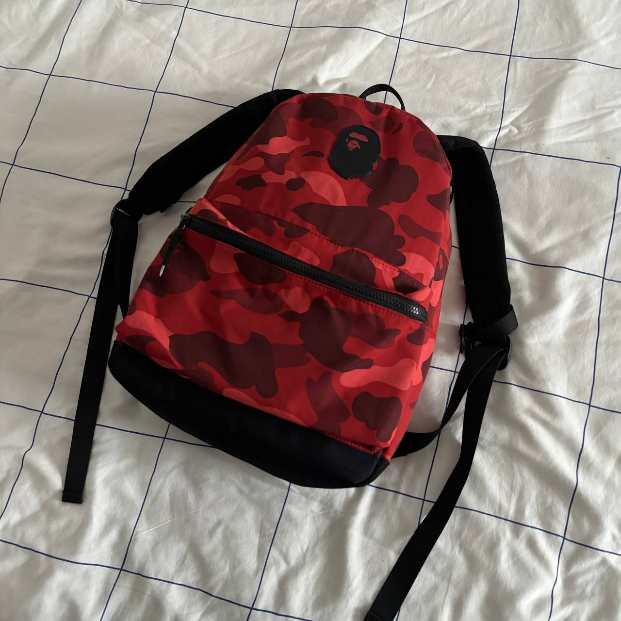 A Bathing Ape Red Color Camo Ape Head Backpack